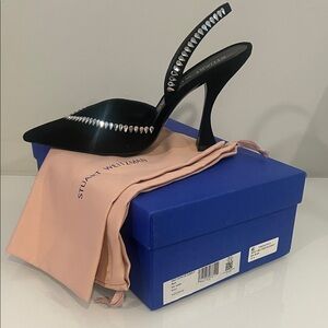 Stuart Weitzman Suede Slingbacks with Crystal Accents